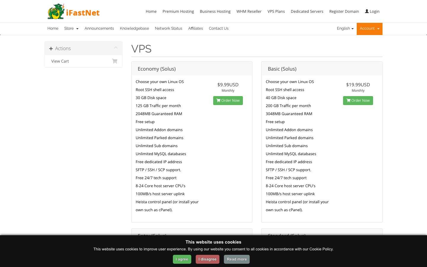 iFastNet public page captured in a desktop browser