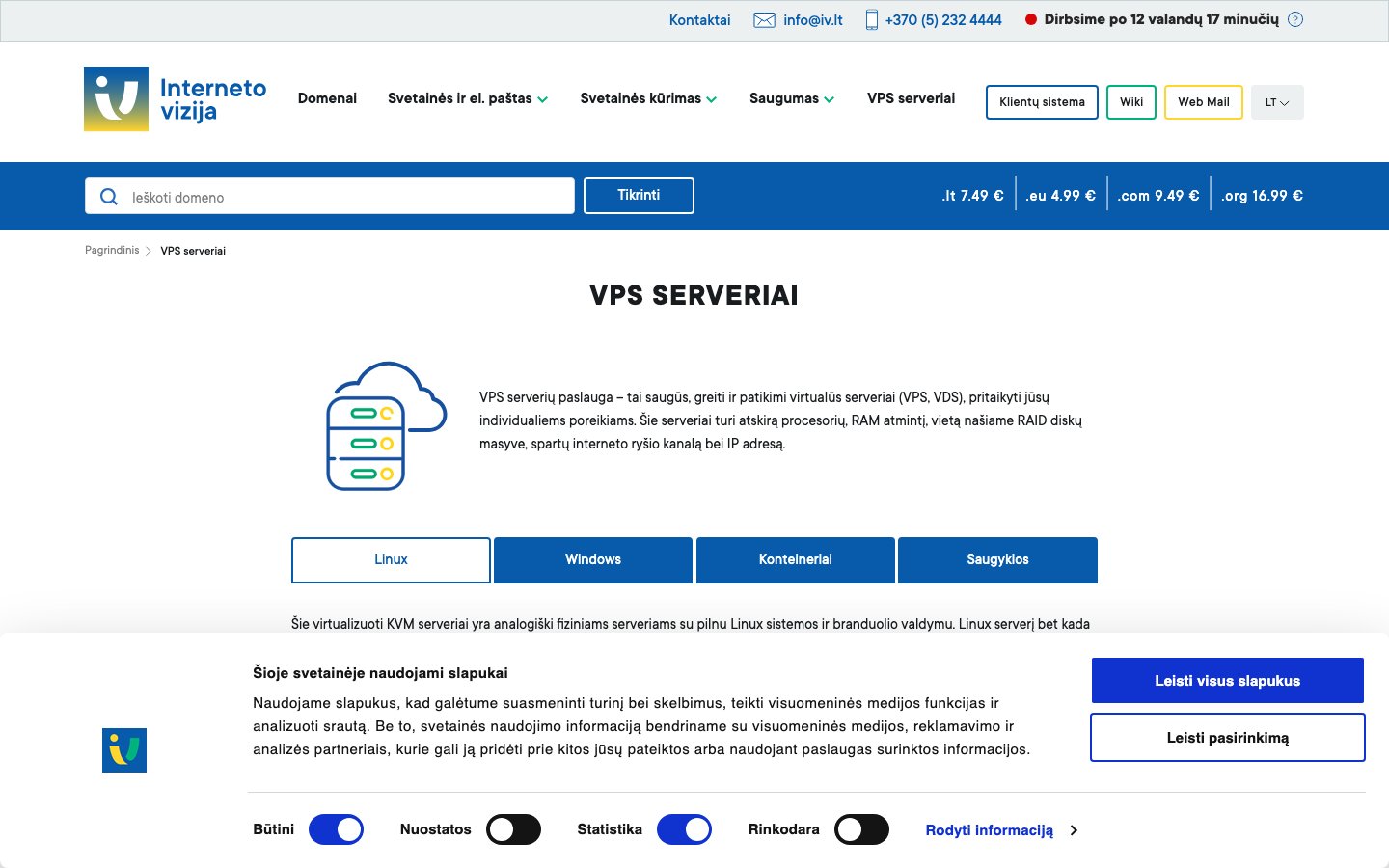 Interneto Vizija public page captured in a desktop browser