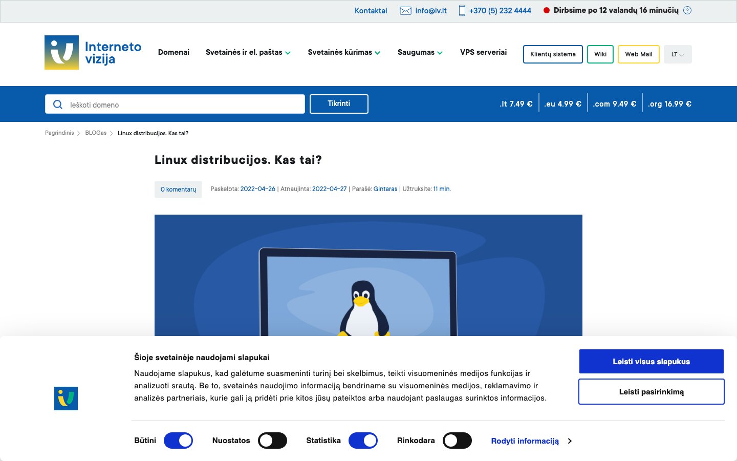 Interneto Vizija public page captured in a desktop browser