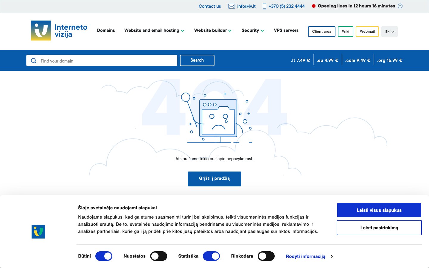 Interneto Vizija public page captured in a desktop browser