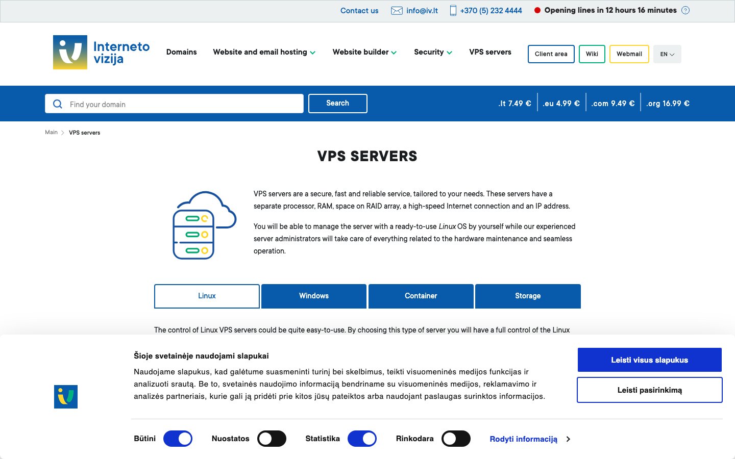 Interneto Vizija public page captured in a desktop browser