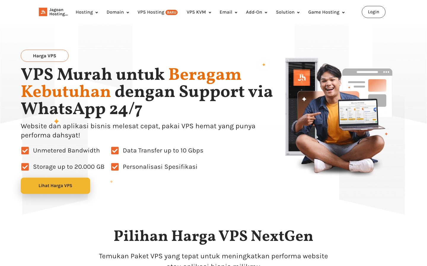 JagoanHosting public page captured in a desktop browser