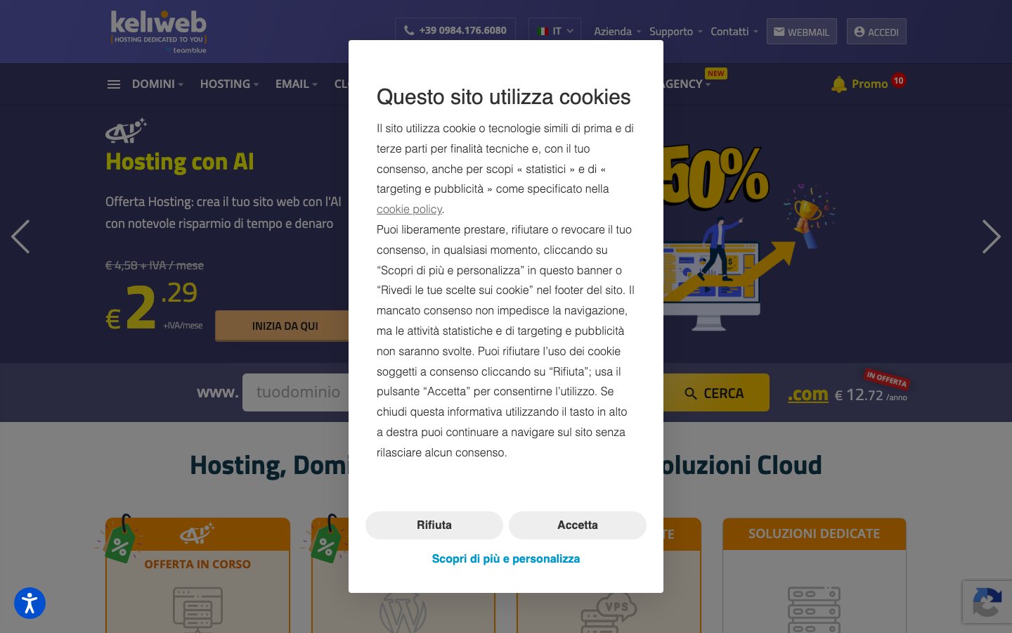 Keliweb public page captured in a desktop browser