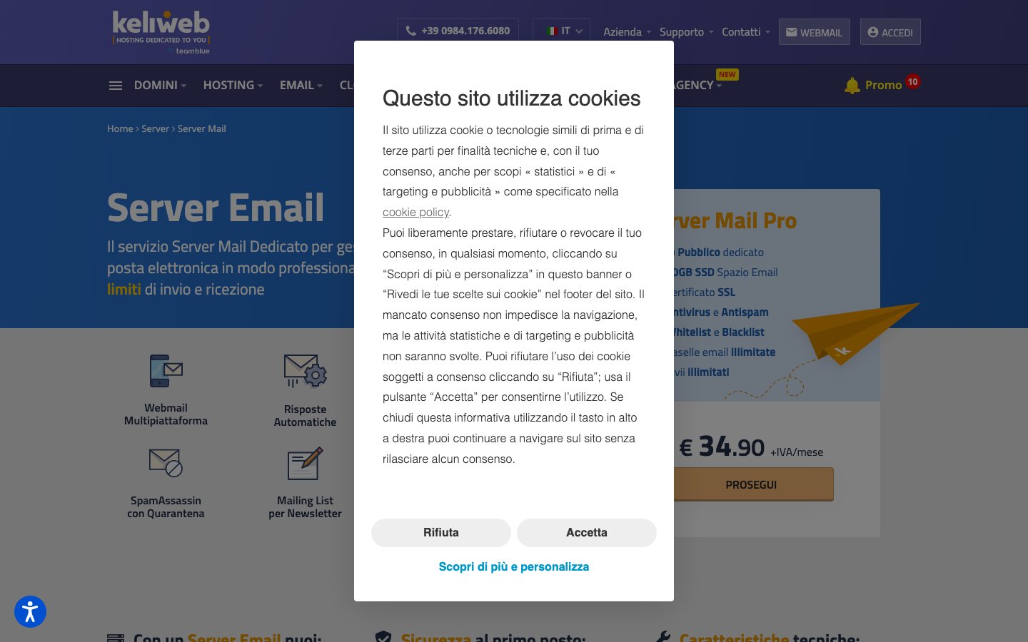 Keliweb public page captured in a desktop browser