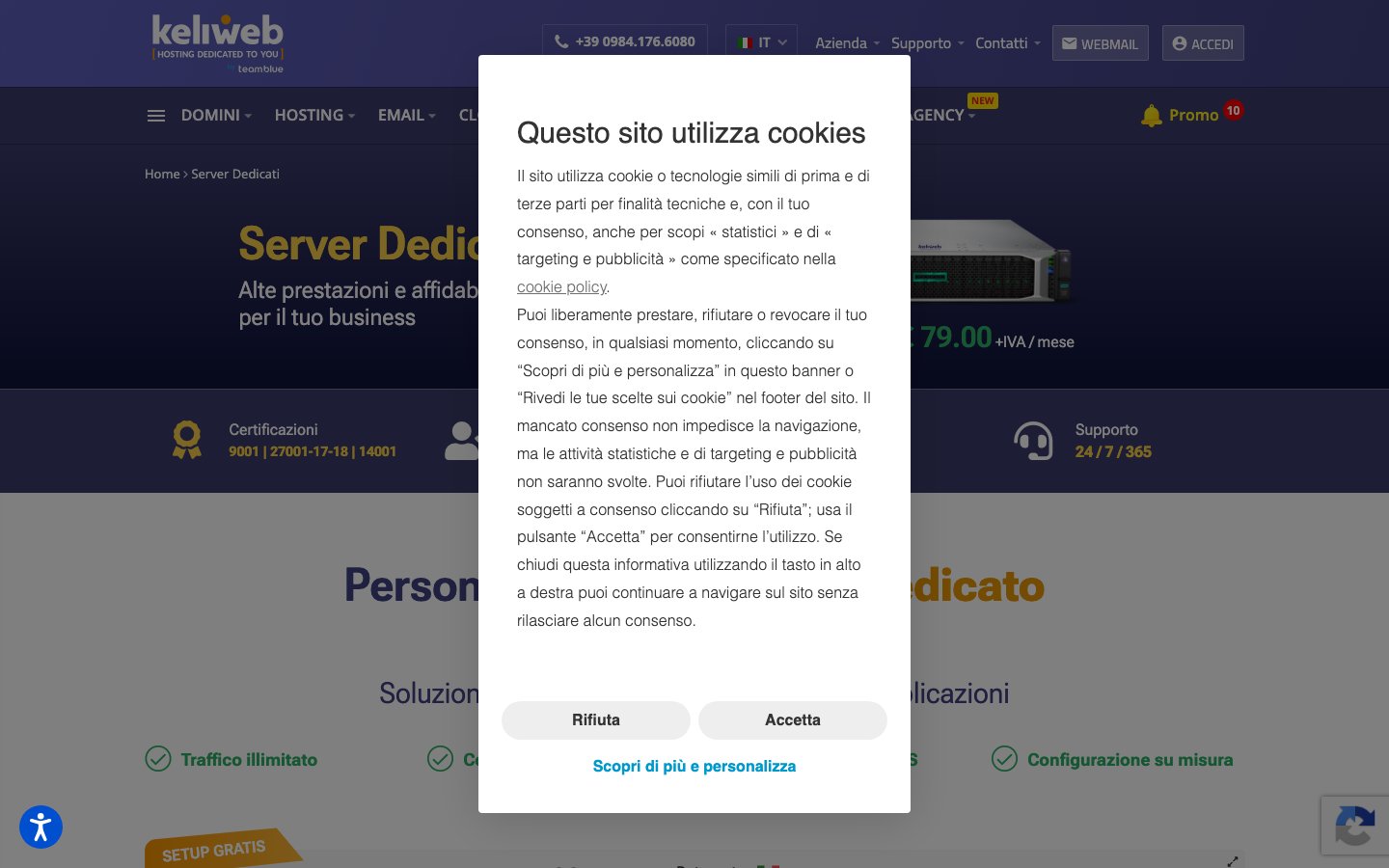 Keliweb public page captured in a desktop browser