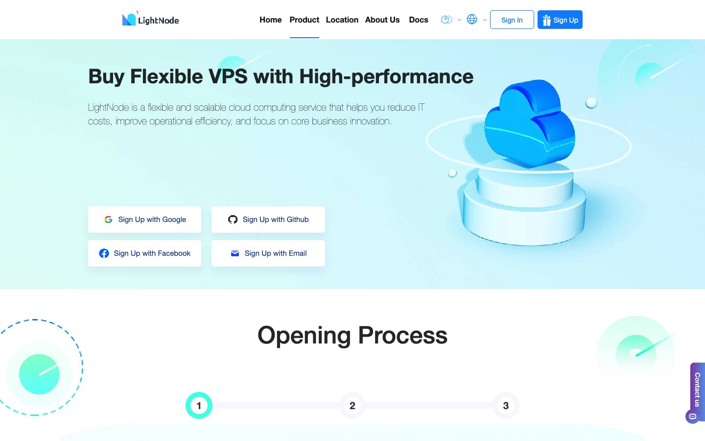 LightNode VPS public page captured in a desktop browser