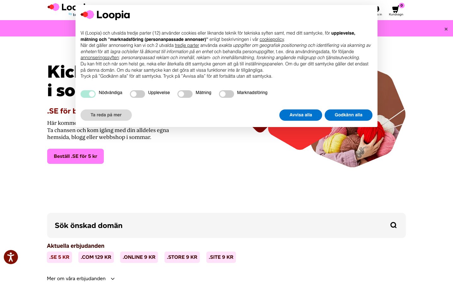 Loopia public page captured in a desktop browser