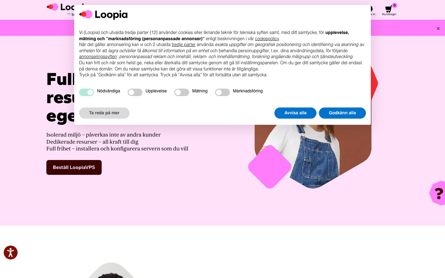Loopia public page captured in a desktop browser