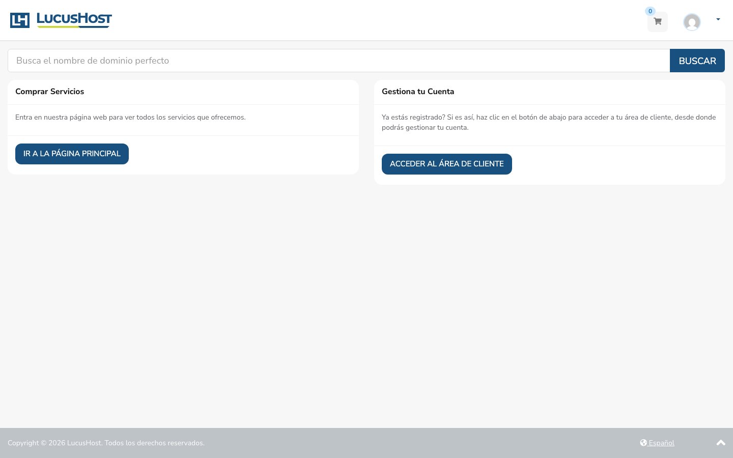 LucusHost public page captured in a desktop browser