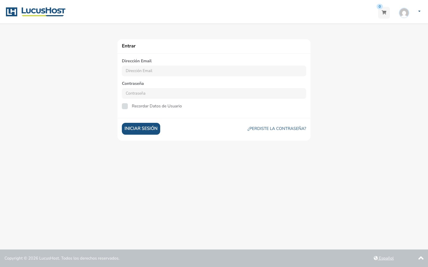 LucusHost public page captured in a desktop browser