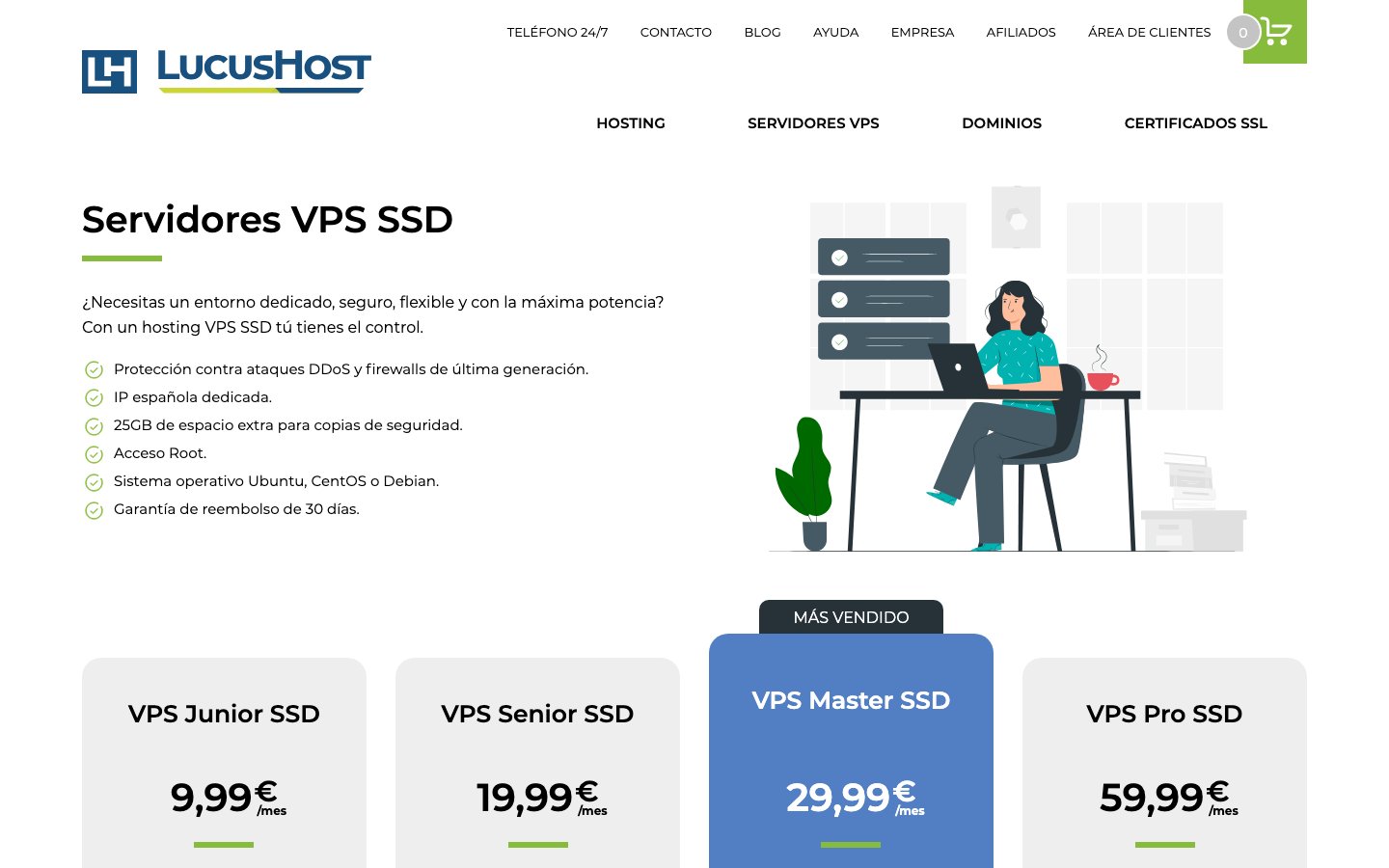 LucusHost public page captured in a desktop browser