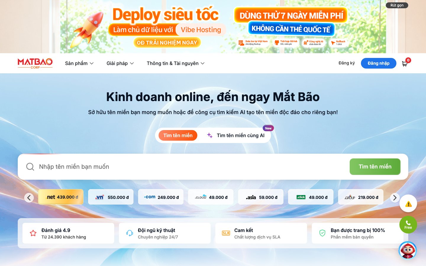 MatBao public page captured in a desktop browser