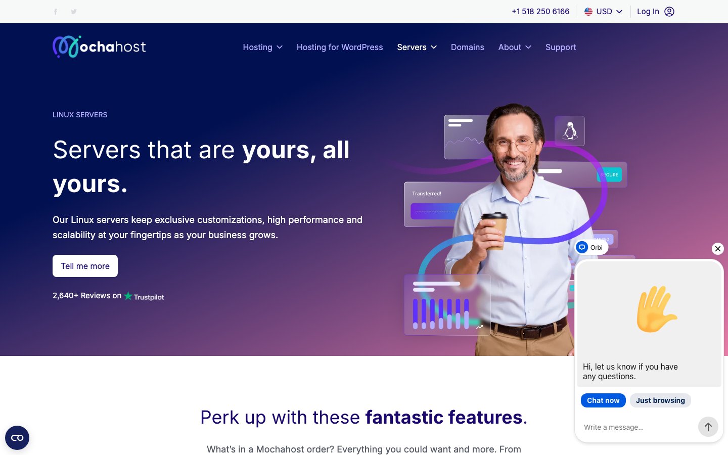 MochaHost public page captured in a desktop browser
