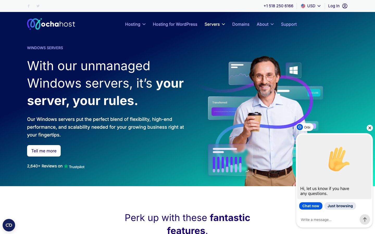 MochaHost public page captured in a desktop browser