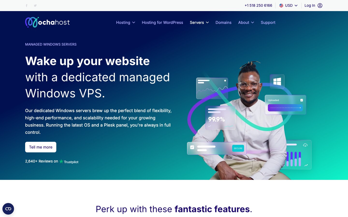 MochaHost public page captured in a desktop browser