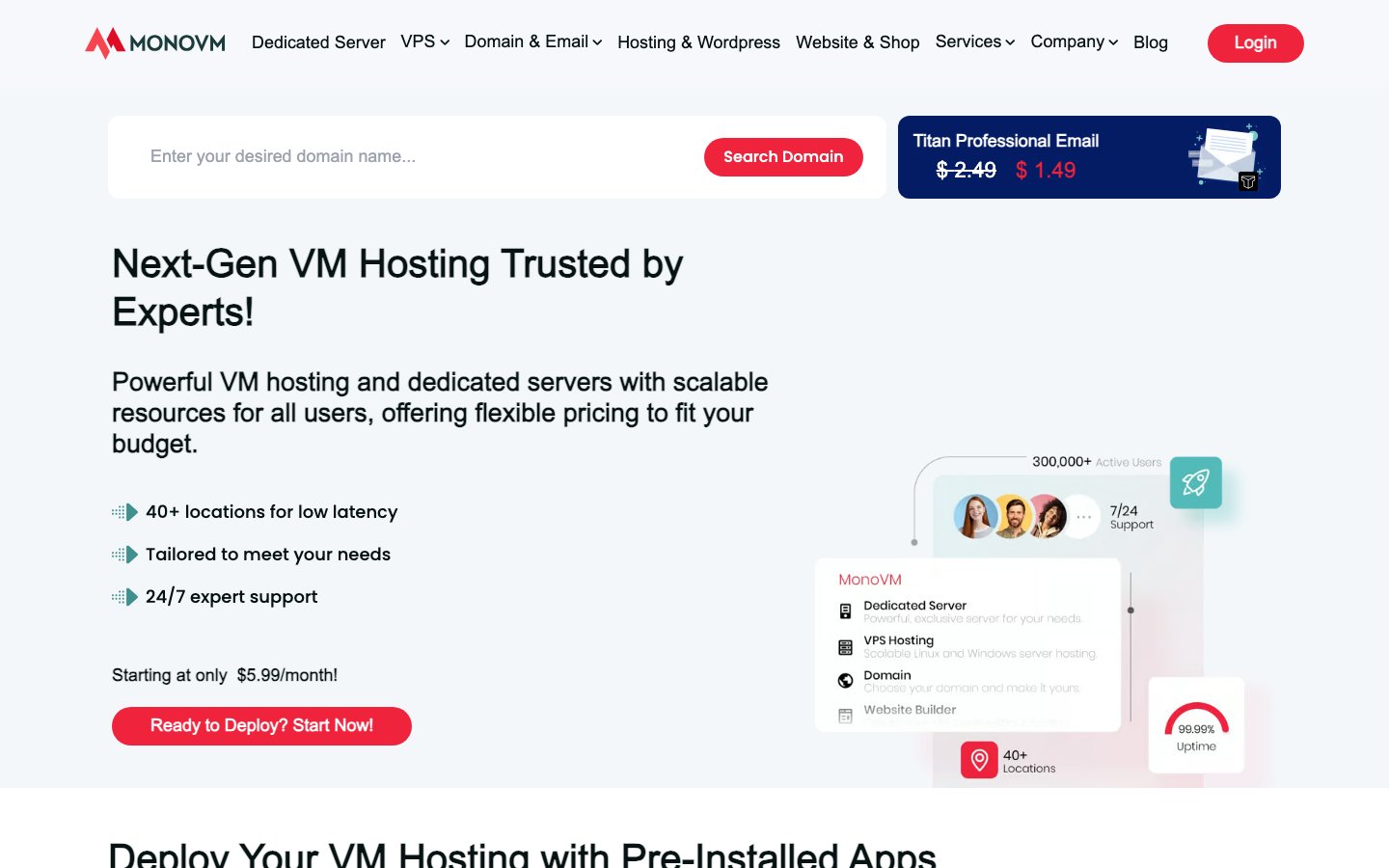 Monovm public page captured in a desktop browser