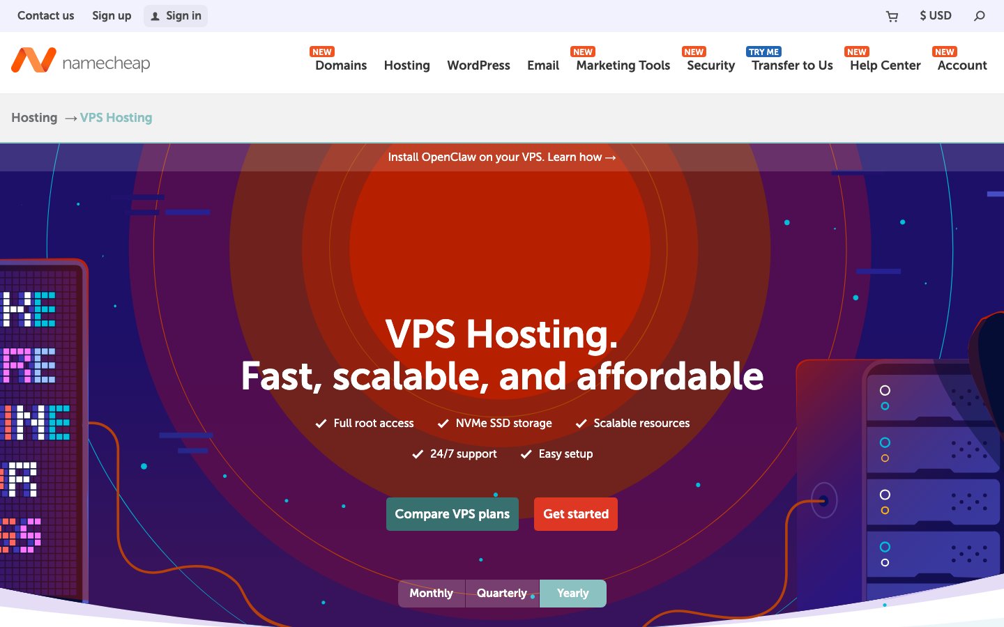 Namecheap public page captured in a desktop browser