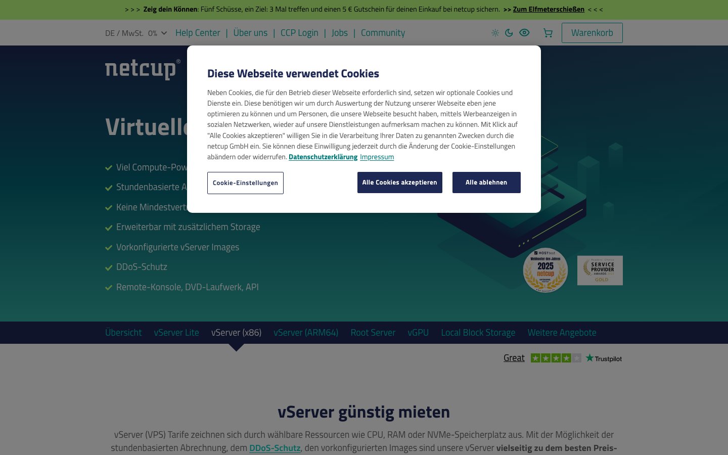 Netcup public page captured in a desktop browser