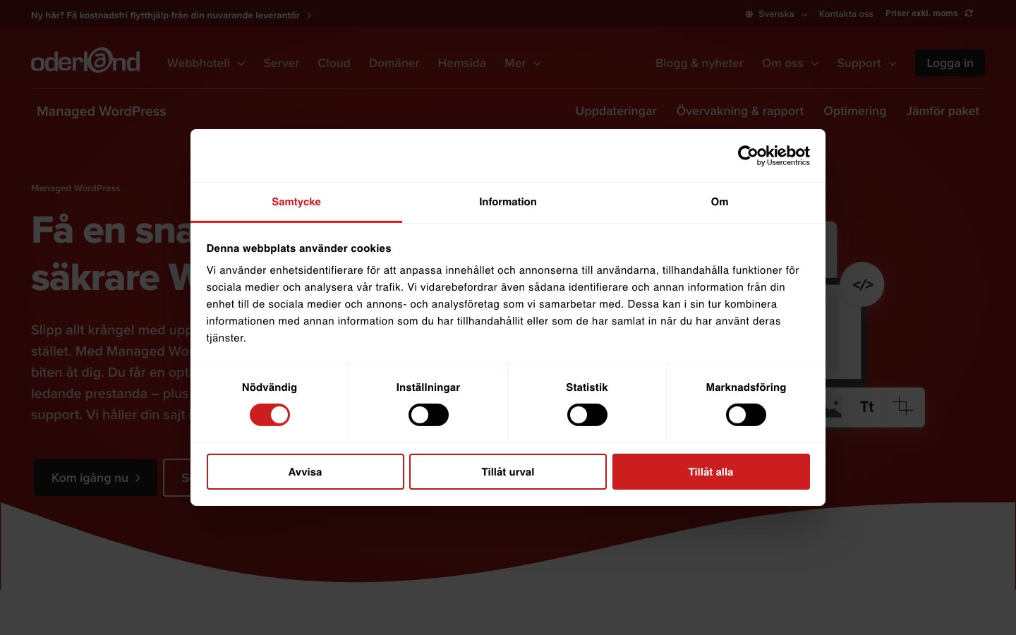 Oderland public page captured in a desktop browser