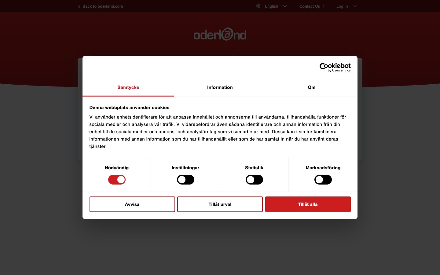 Oderland public page captured in a desktop browser