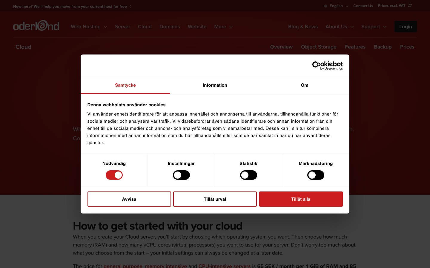 Oderland public page captured in a desktop browser