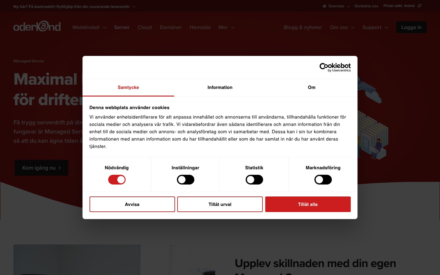 Oderland public page captured in a desktop browser