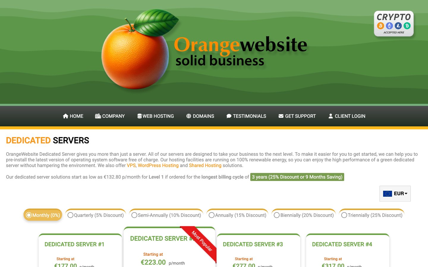 OrangeWebsite public page captured in a desktop browser