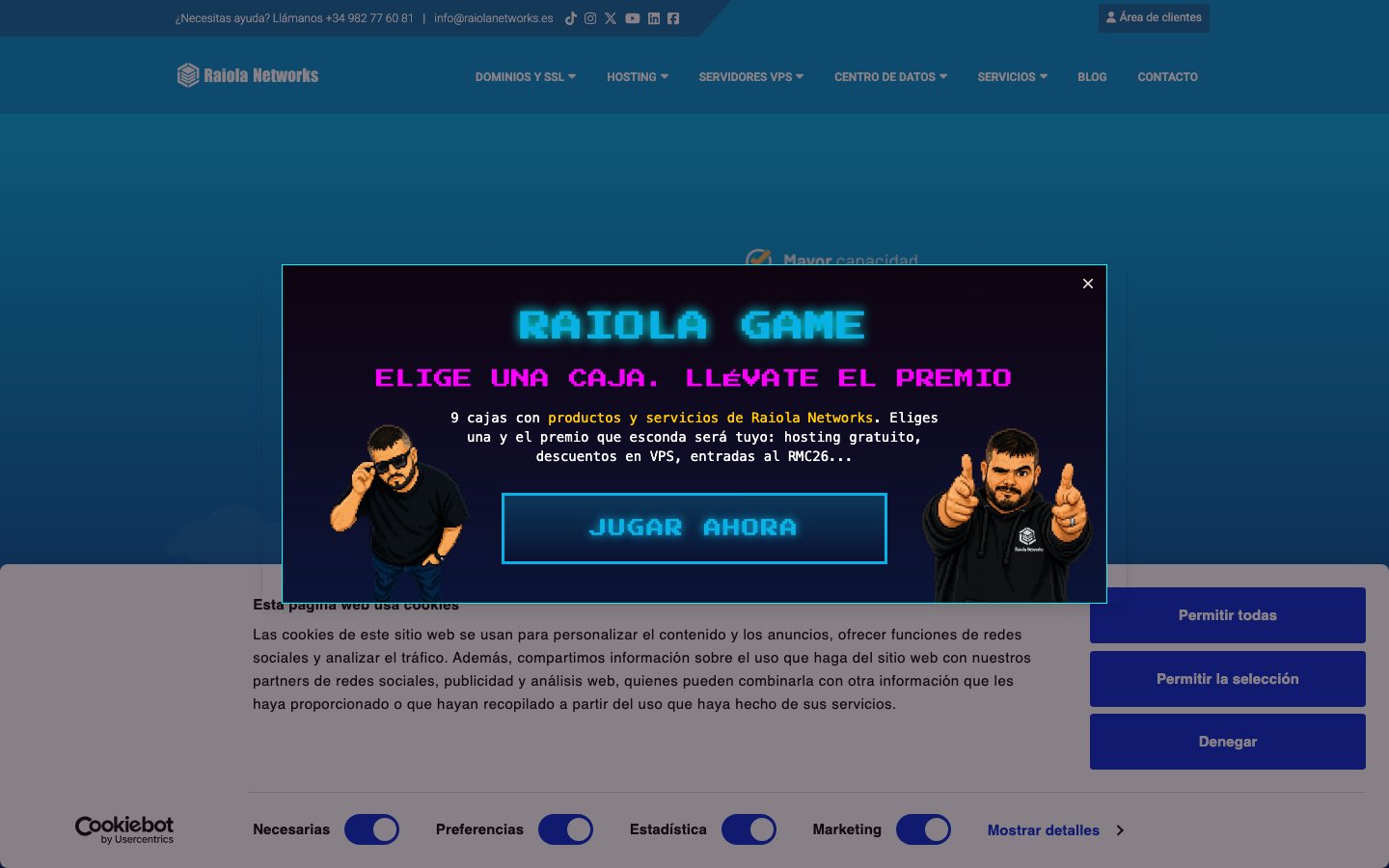 Raiola Networks public page captured in a desktop browser
