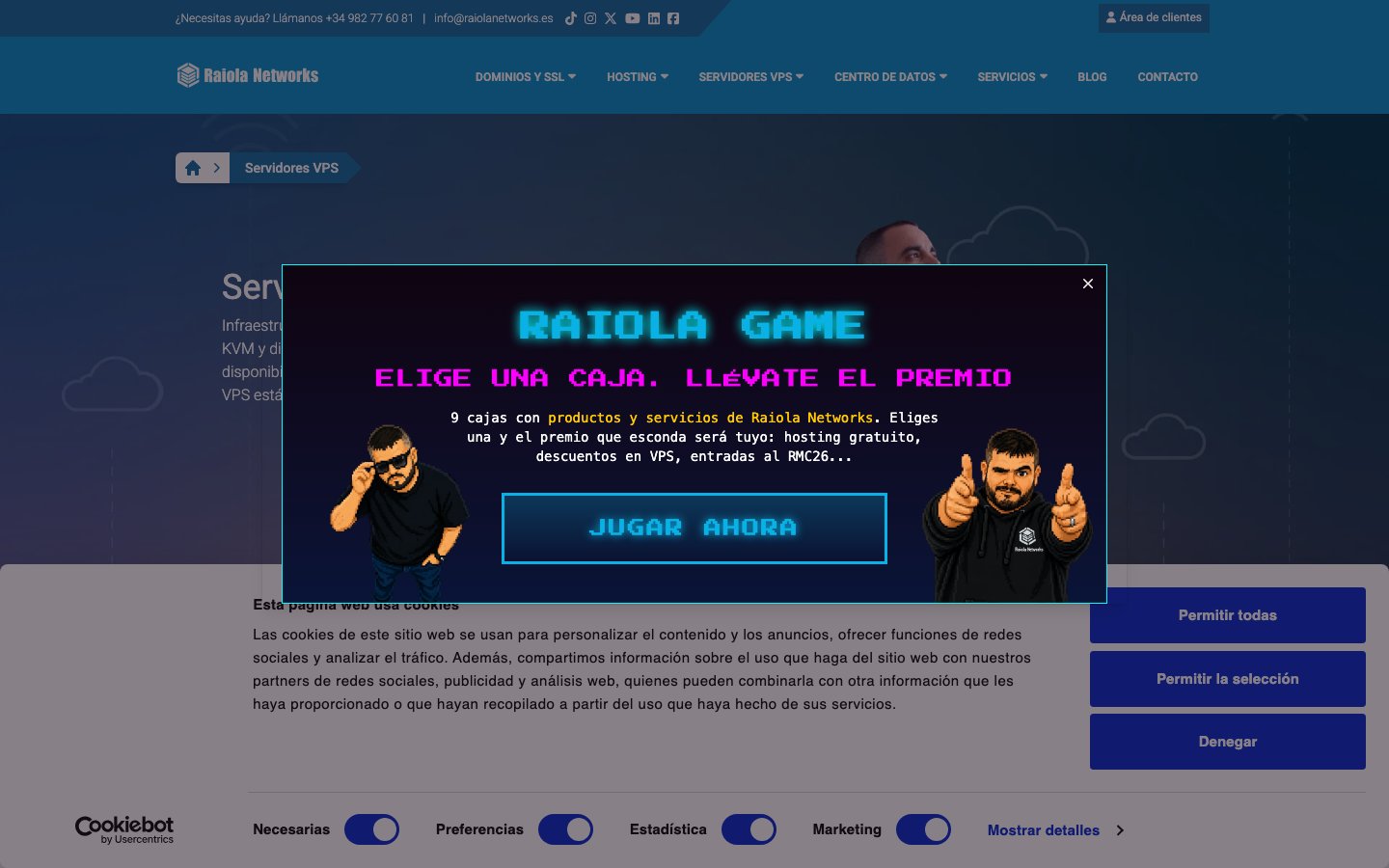 Raiola Networks public page captured in a desktop browser