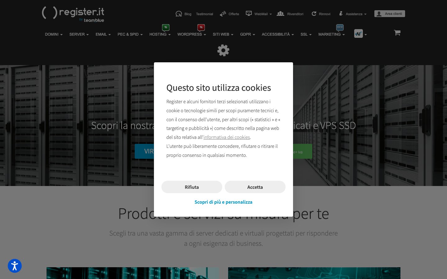 Register.it public page captured in a desktop browser