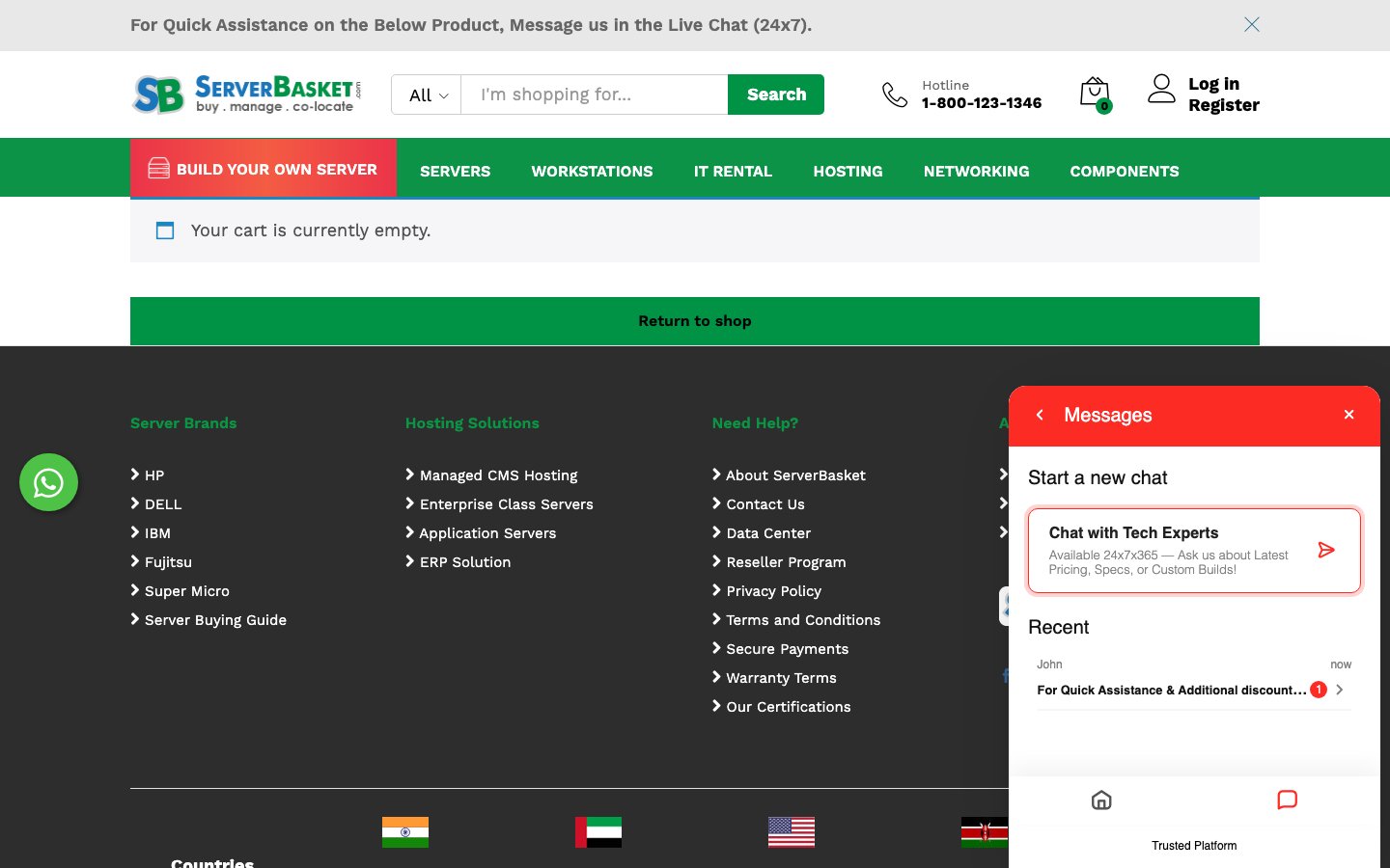 SB secure data center private limted public page captured in a desktop browser