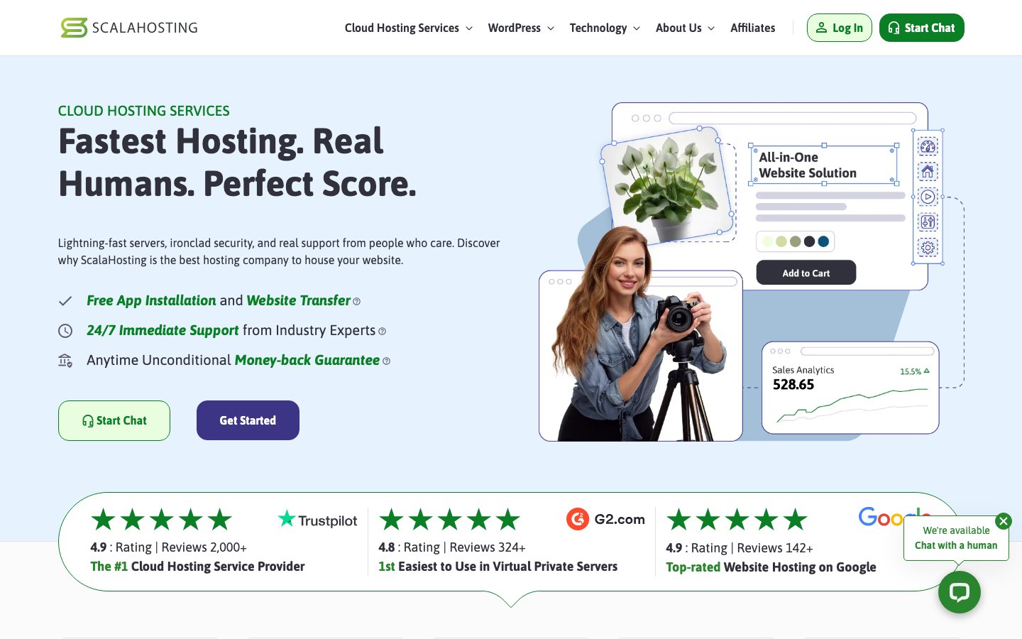 ScalaHosting public page captured in a desktop browser