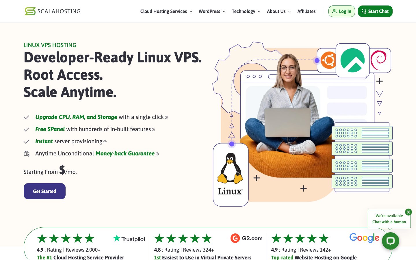 ScalaHosting public page captured in a desktop browser