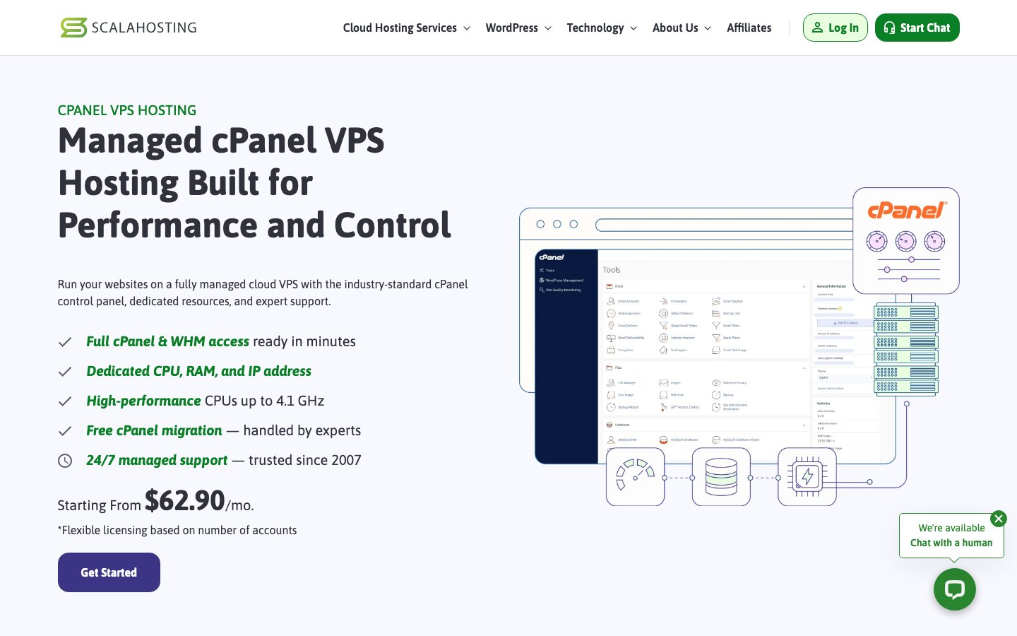 ScalaHosting public page captured in a desktop browser