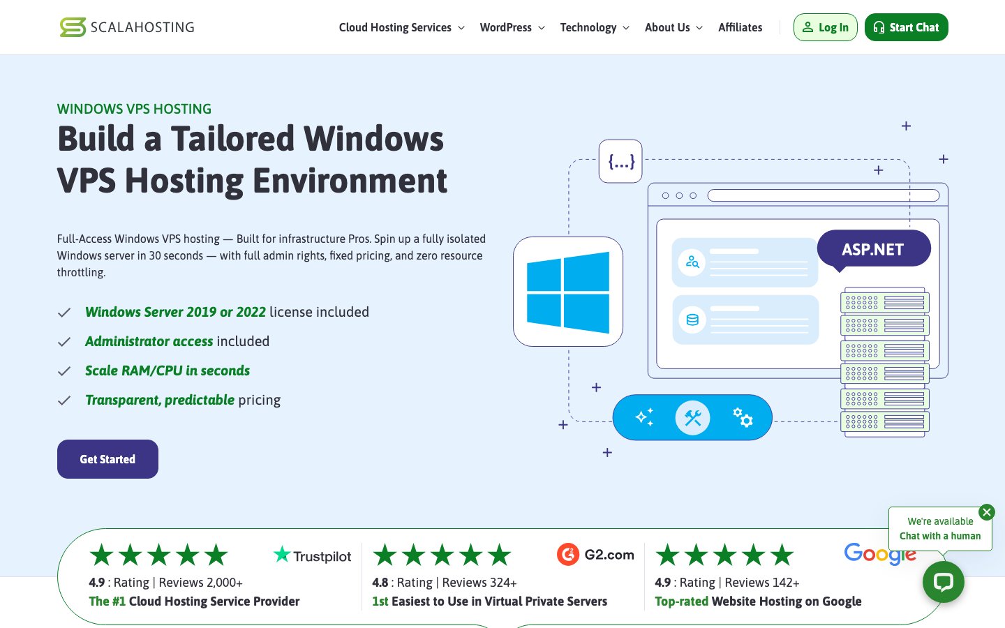 ScalaHosting public page captured in a desktop browser
