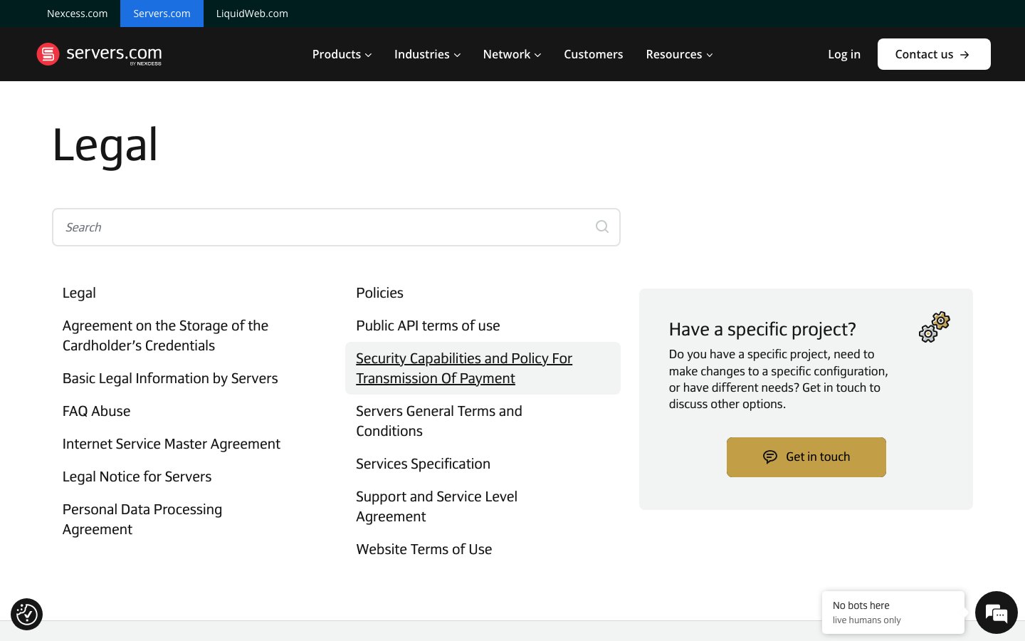 servers.com public page captured in a desktop browser