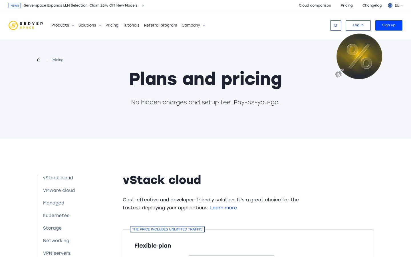 Serverspace.io public page captured in a desktop browser