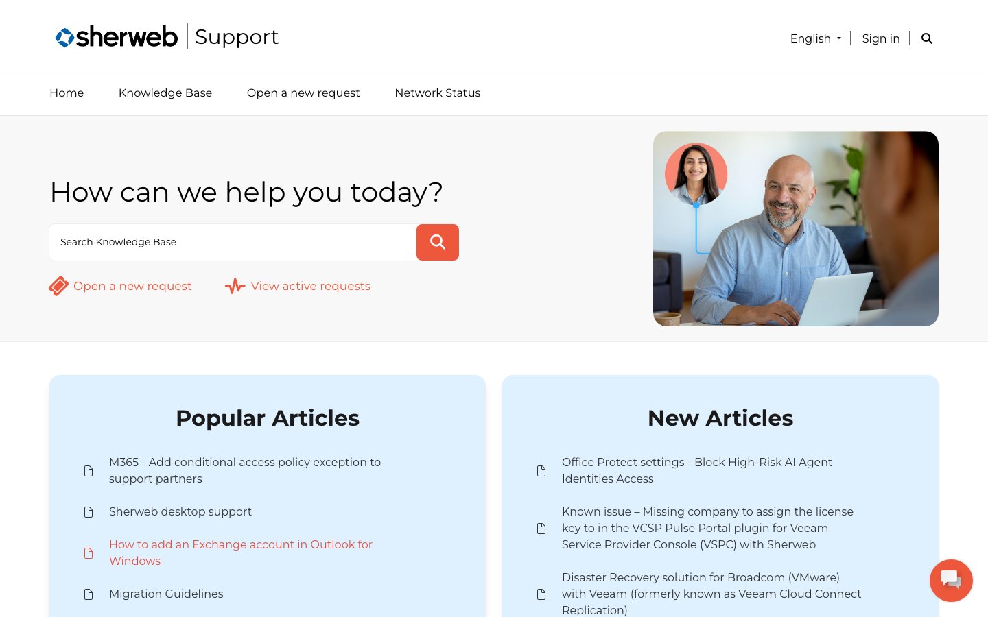SherWeb public page captured in a desktop browser