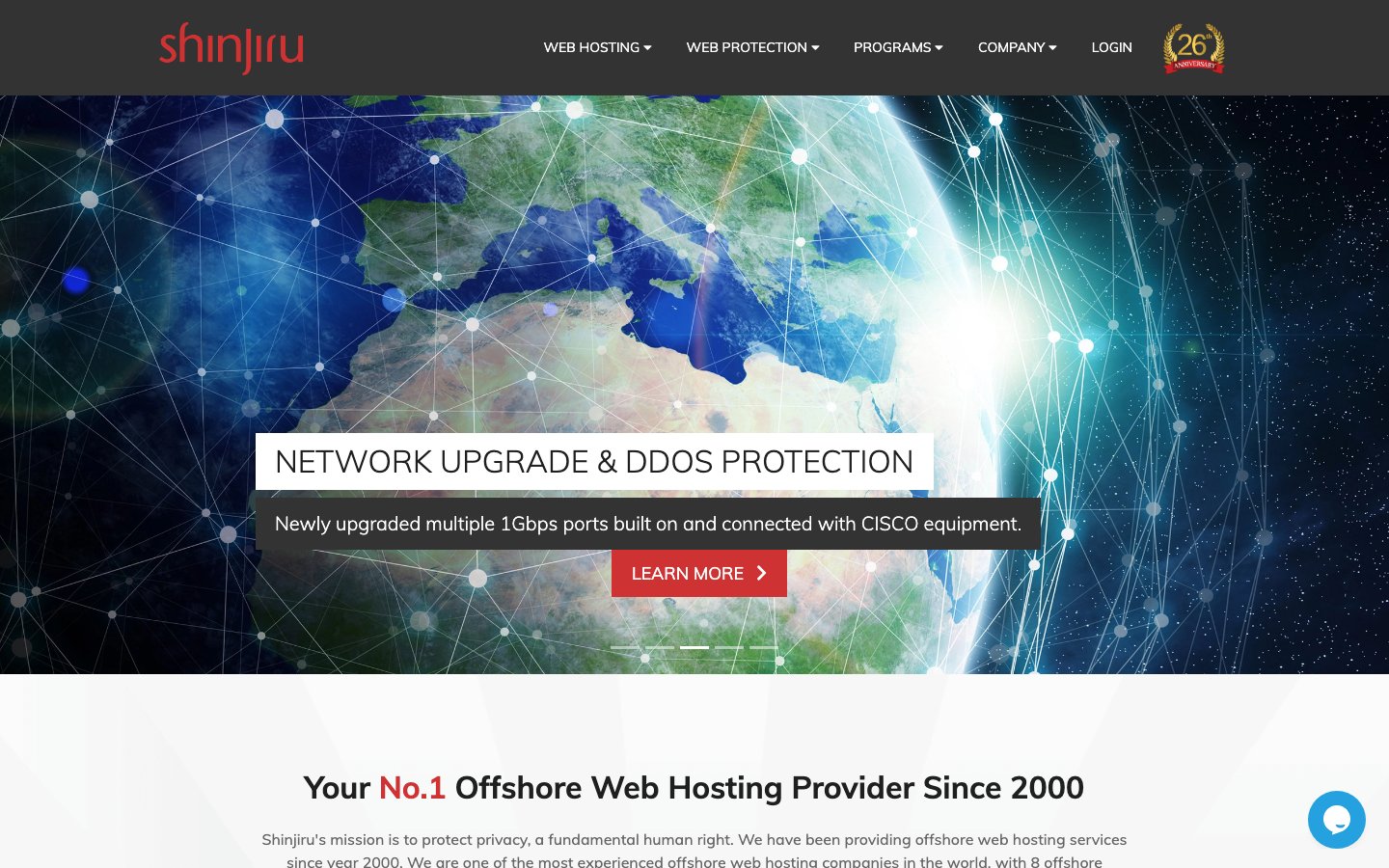 Shinjiru public page captured in a desktop browser