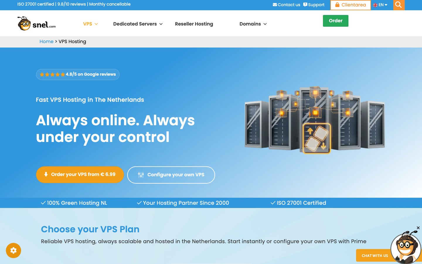 Snel.com B.V. public page captured in a desktop browser
