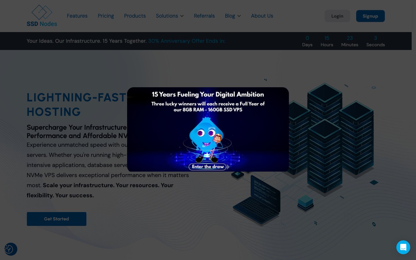 SSD Nodes public page captured in a desktop browser