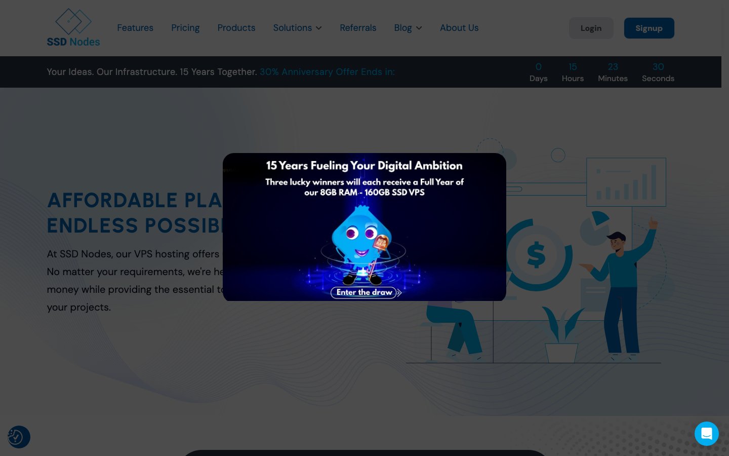 SSD Nodes public page captured in a desktop browser