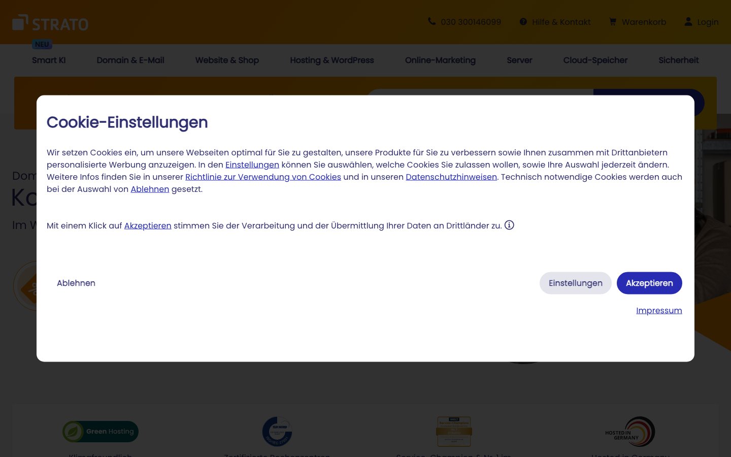 STRATO public page captured in a desktop browser