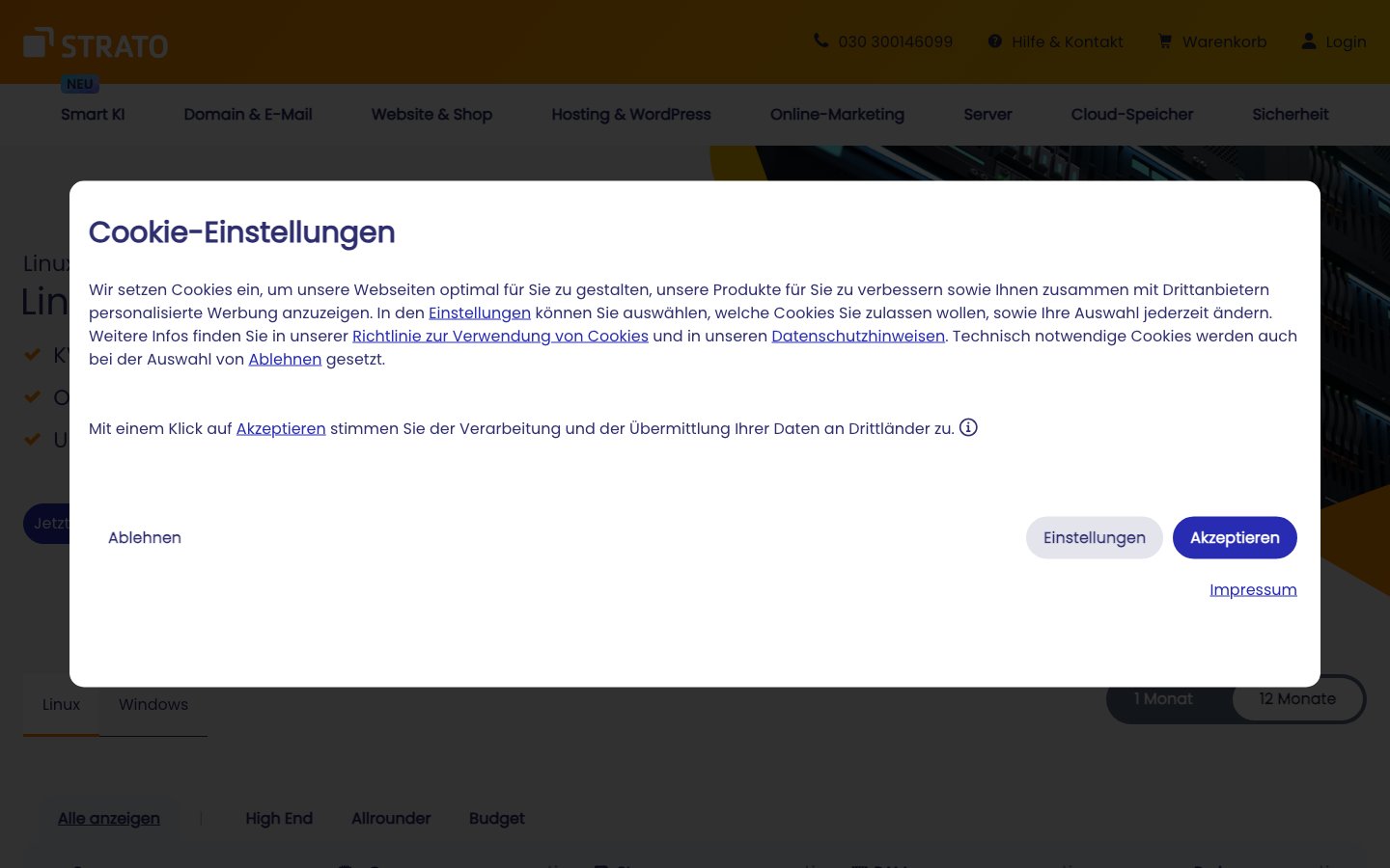 STRATO public page captured in a desktop browser