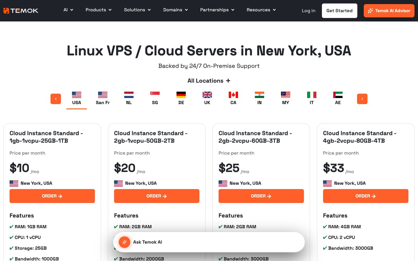 Temok Technologies public page captured in a desktop browser