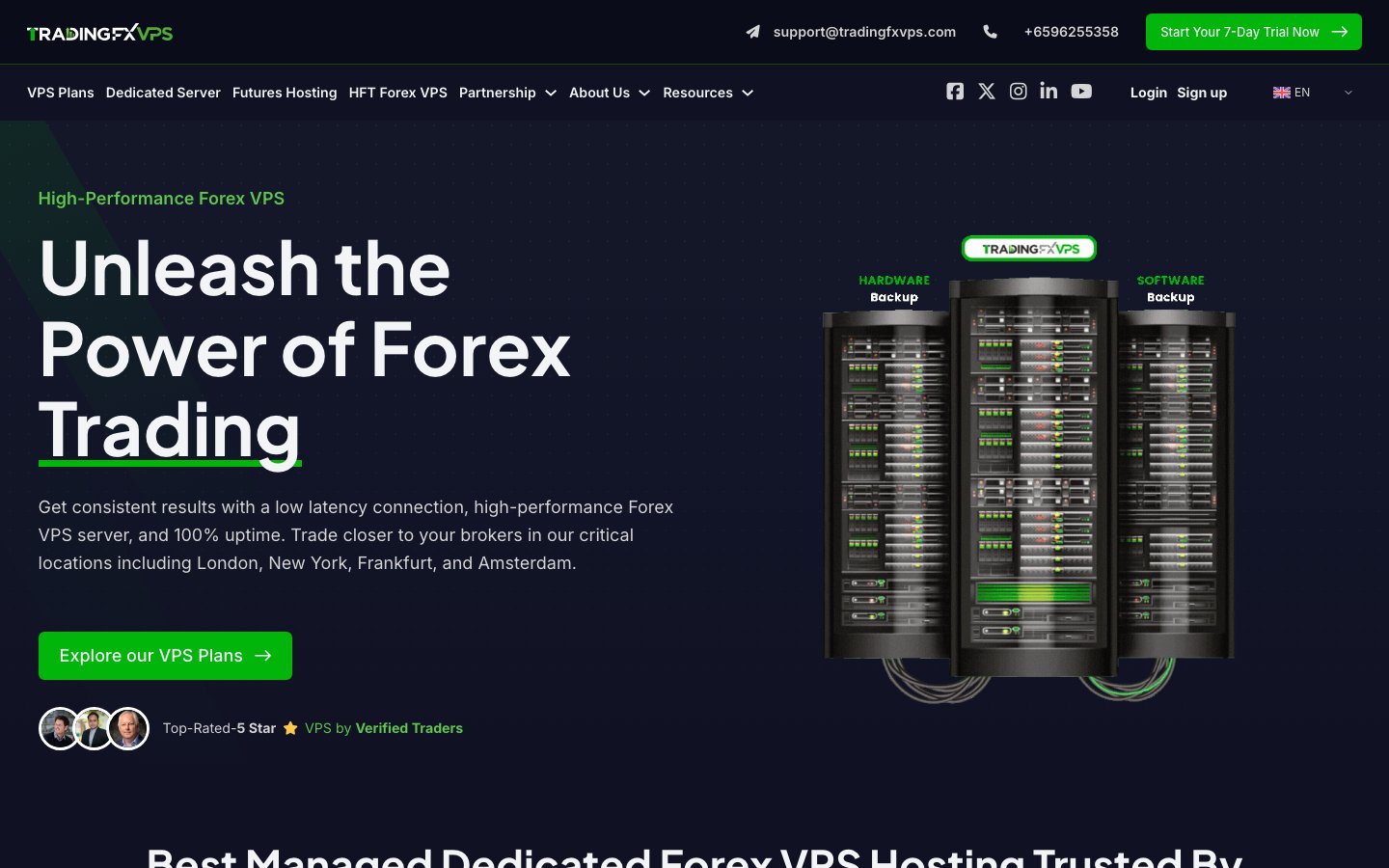 Trading FX VPS public page captured in a desktop browser