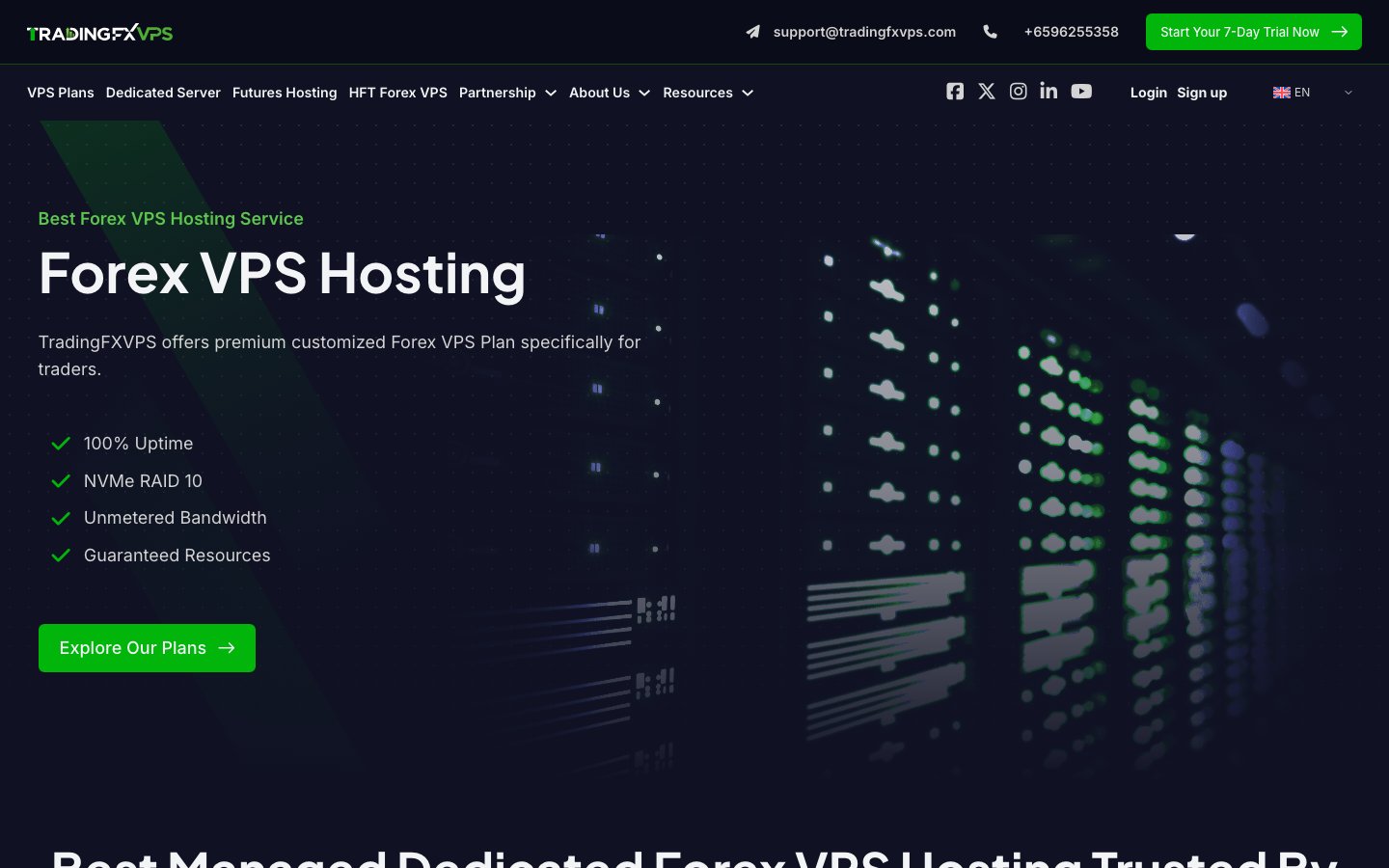 Trading FX VPS public page captured in a desktop browser