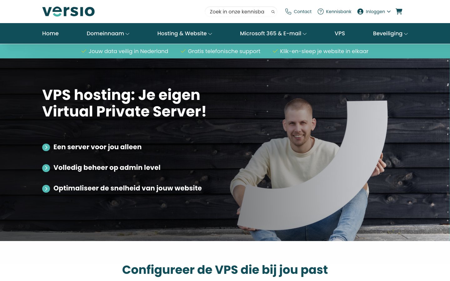 Versio public page captured in a desktop browser