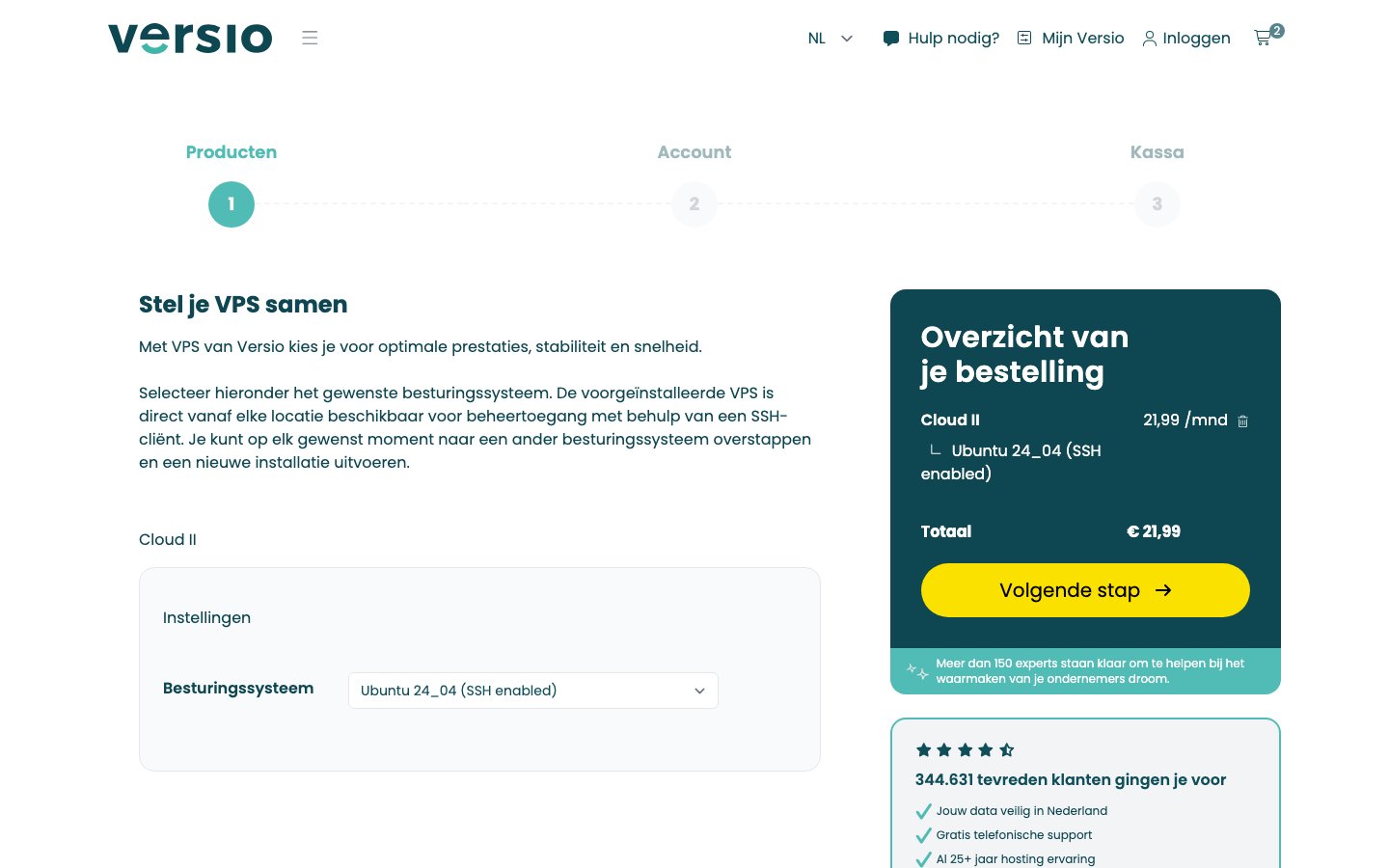 Versio public page captured in a desktop browser