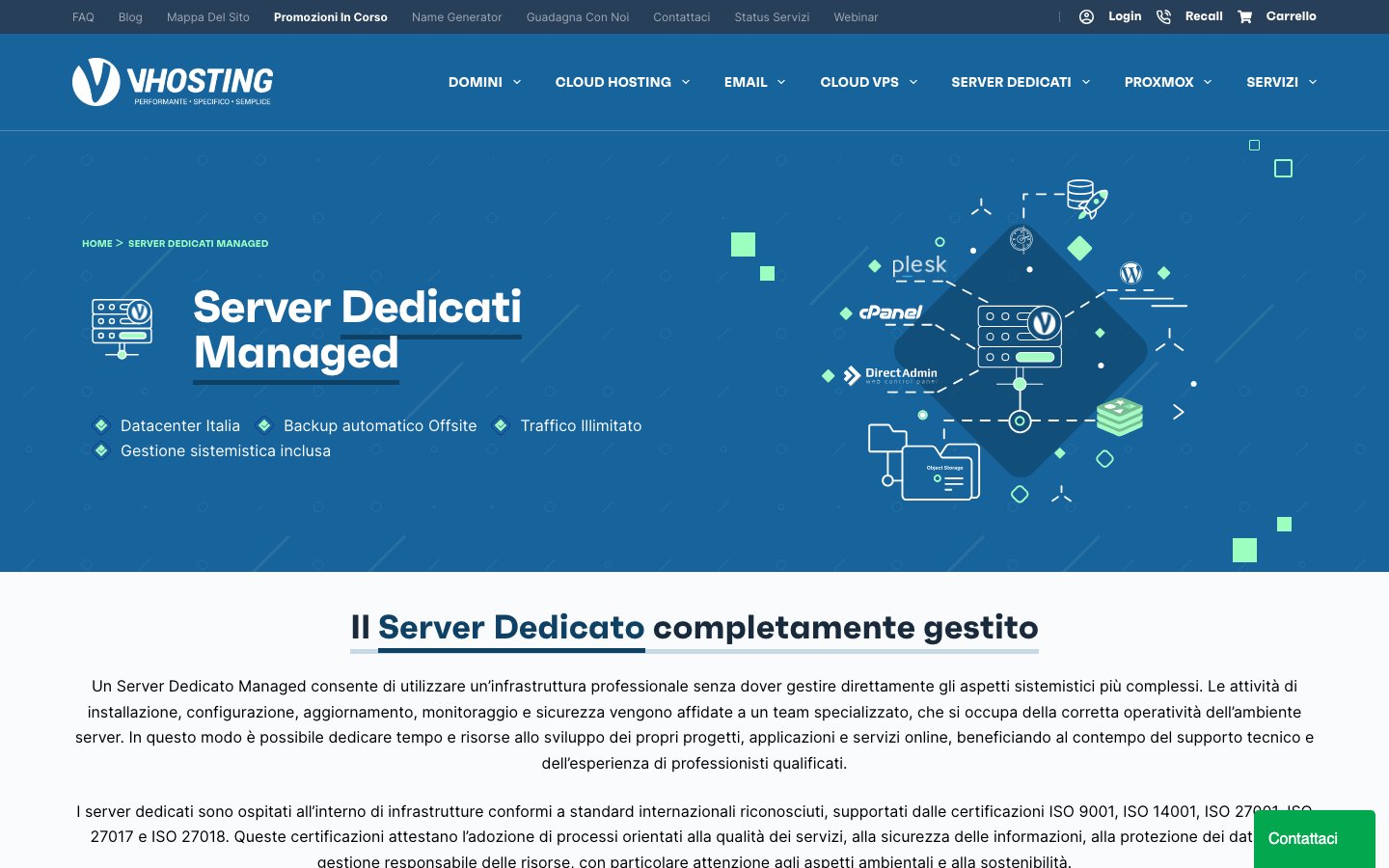 VHosting Solution public page captured in a desktop browser